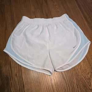 Nike Dri-fit White And Blue Shorts Size Medium Draw String